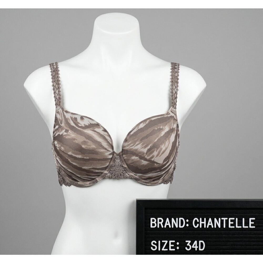 Chantelle 34D Bra Brown Zebra Print Sunshine Mesh Sun Band Underwire 3692